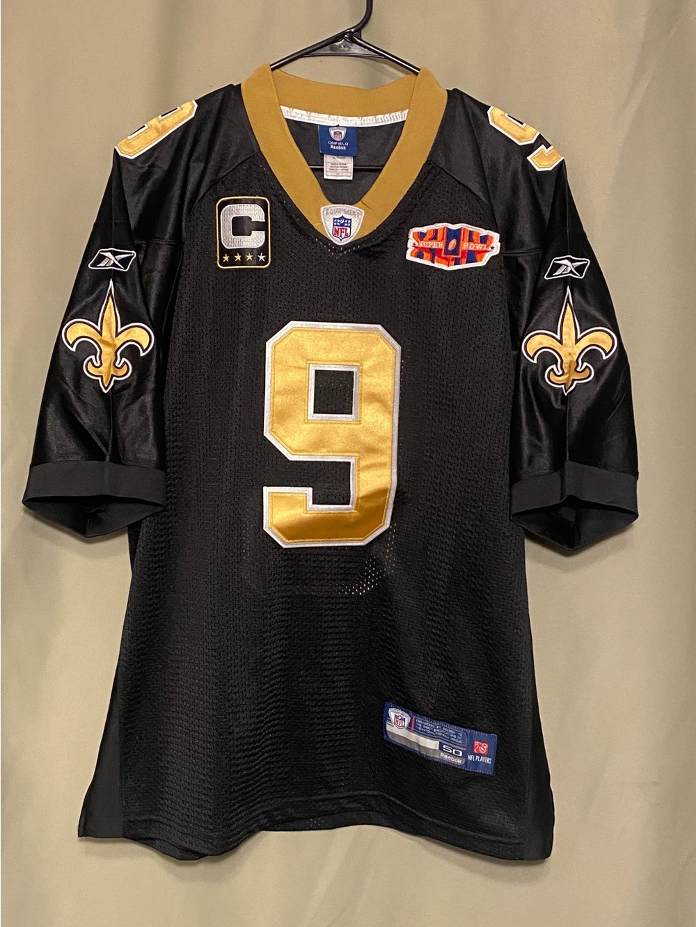 New Orleans Saints #9 Drew Brees Reebok On Field Captain Super Bowl Jersey 50